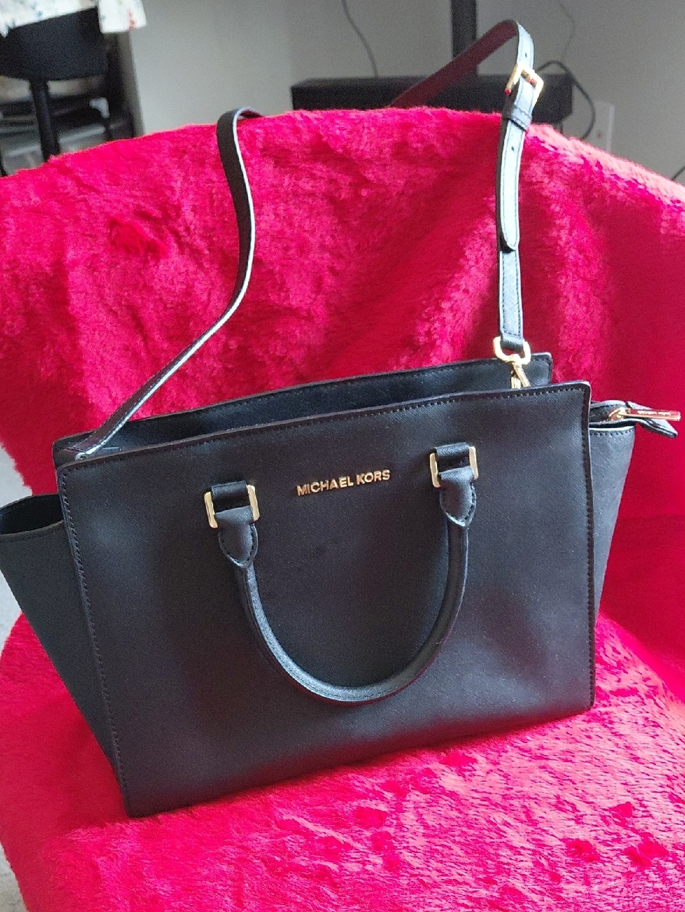 Michael Kors Black Satchel with Gold Hardware